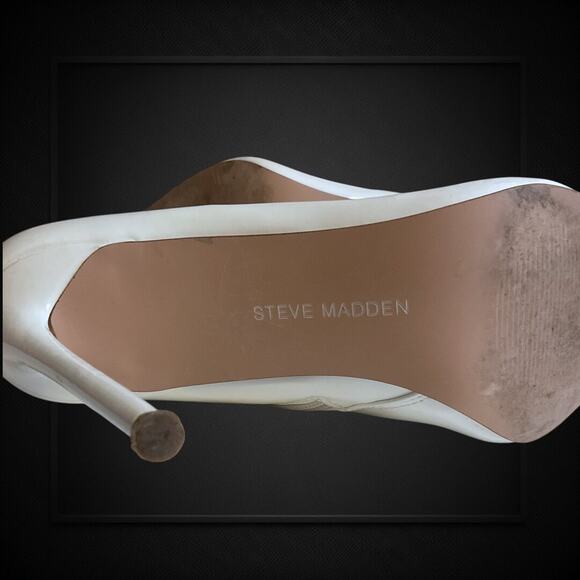 Steve Madden Women’s SZ 7.5M White Patent Stiletto High Heels Side Zip - Picture 8 of 13